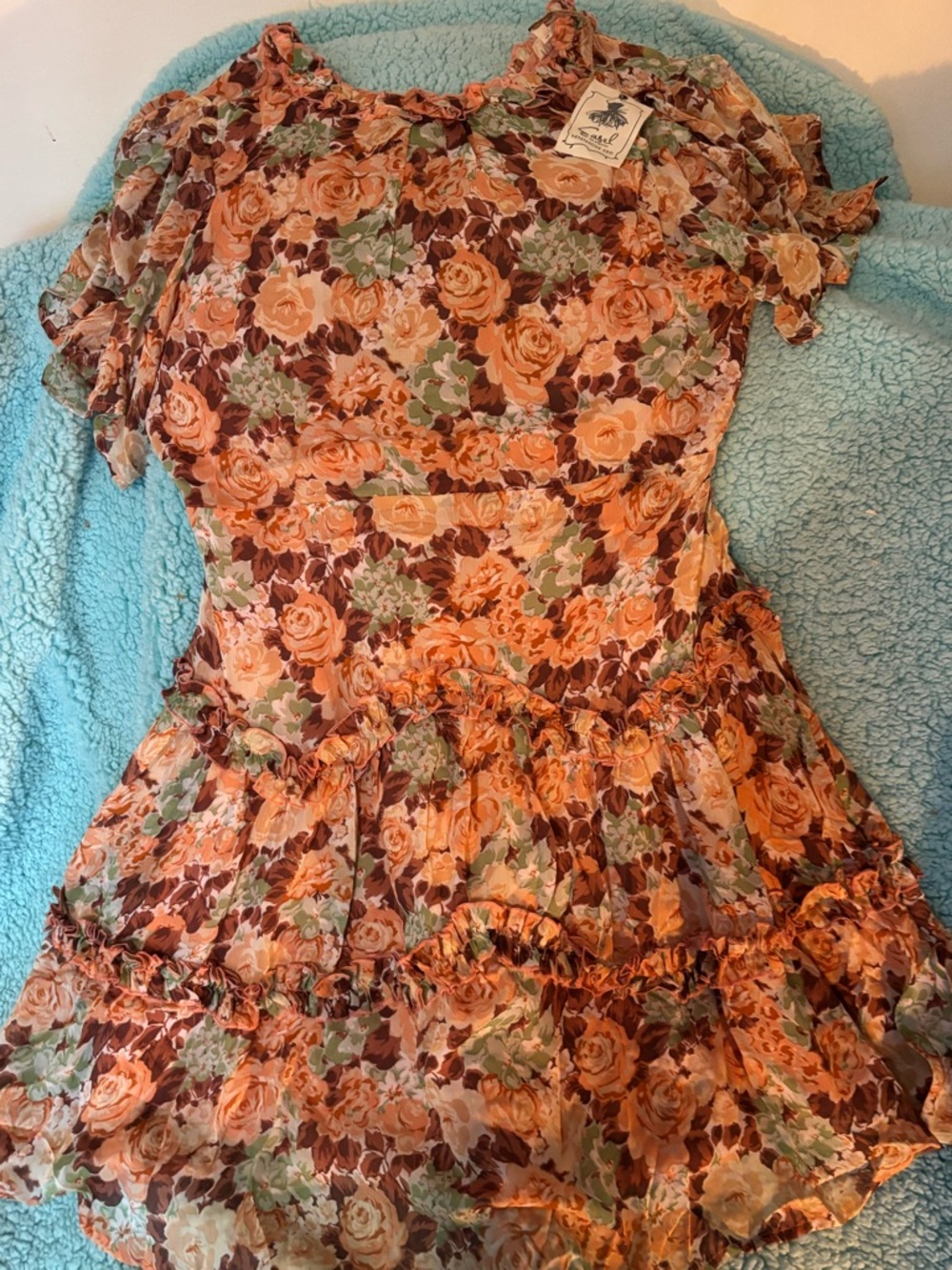 Easel brand floral mini dress Ruffle-Neck